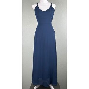 True Decadence Women Size 6 Navy Blue Maxi Dress Formal Evening Prom‎ Bridesmaid